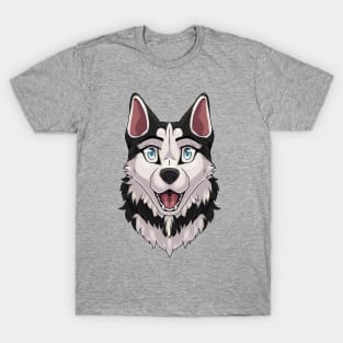 Shocked Surprised Expression Black Husky Dog T-Shirt